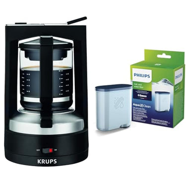 Krups KM4689 Filterkaffeemaschine T8 | 850 Watt | Automatische Abschaltung & Philips AquaClean Kalk- und Wasserfilter für Espressomaschine, Kein Entkalken bis 5000 Tassen, Einzelpack im Sale